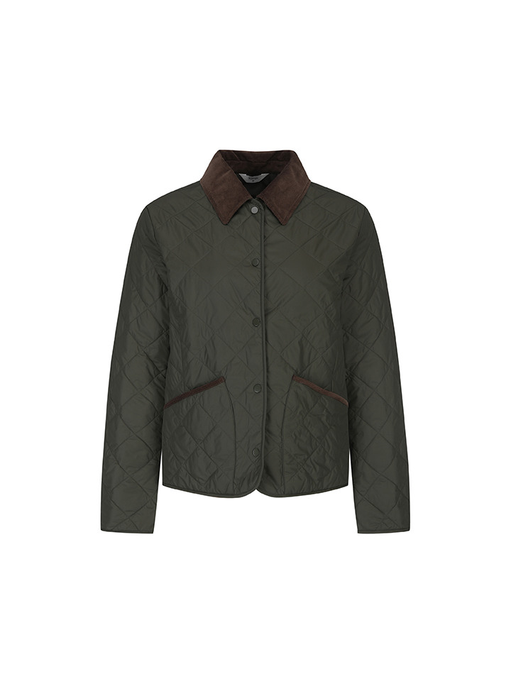 여성) 코듀로이카라 퀼팅 재킷