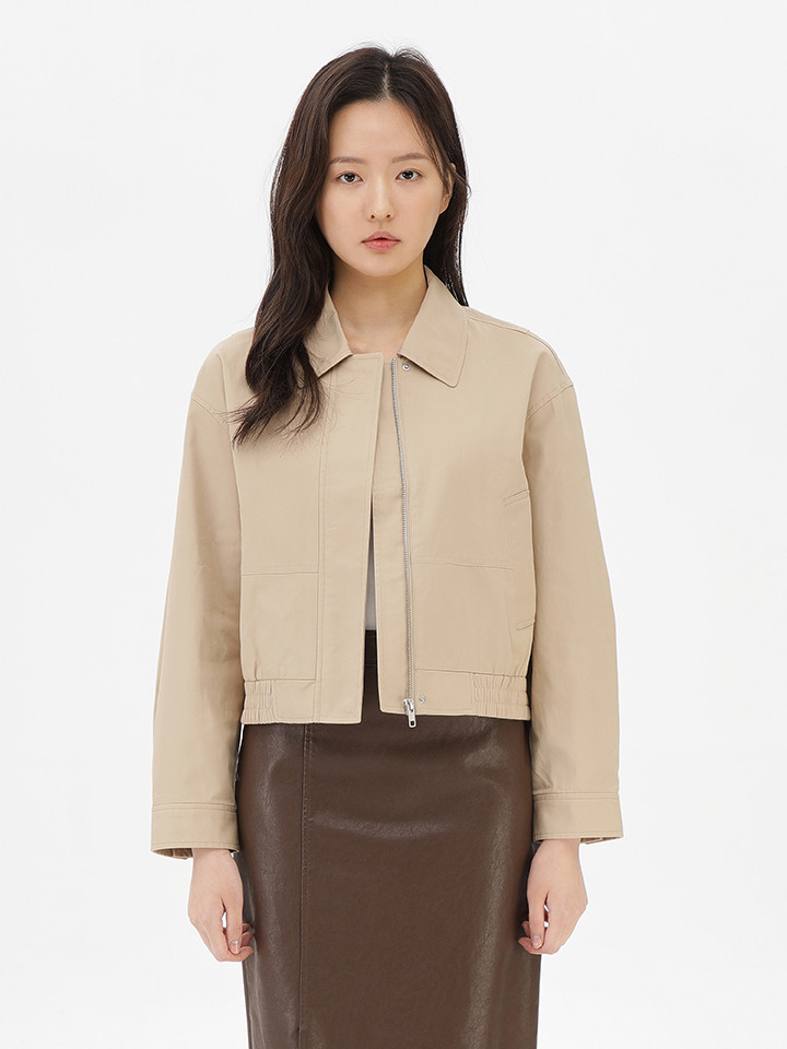 여성) 코튼 카라 크롭 블루종 점퍼