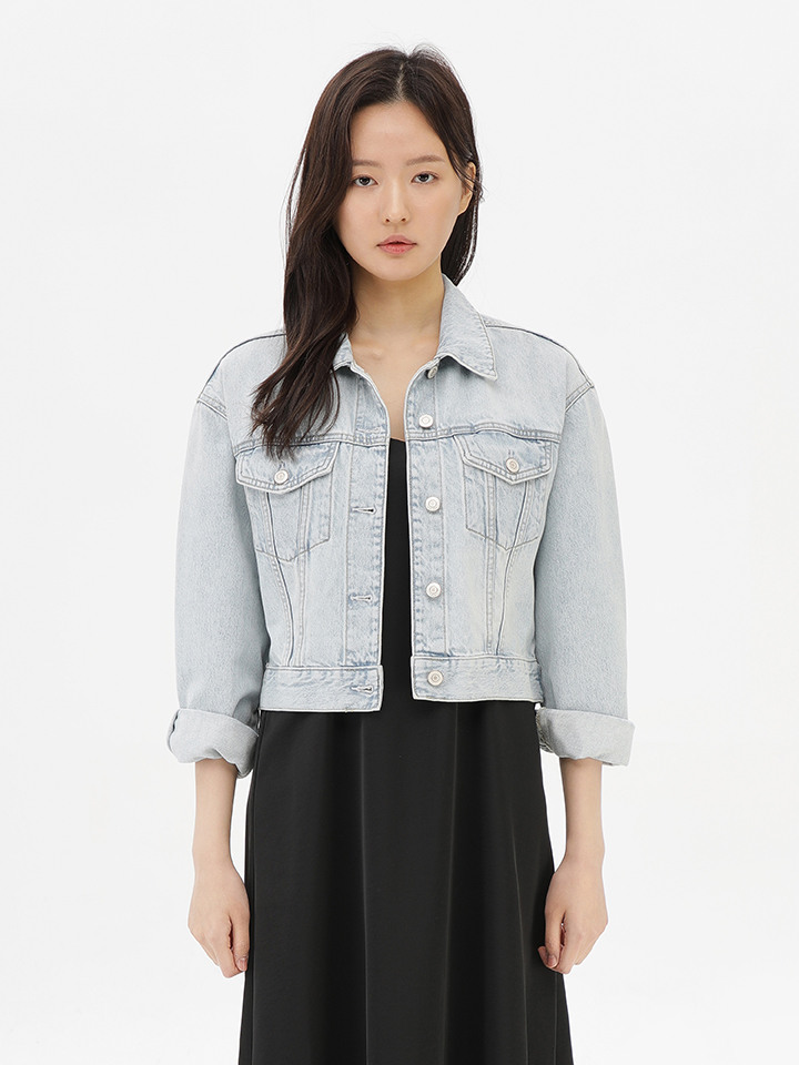 여성) 데님 크롭 트러커 재킷