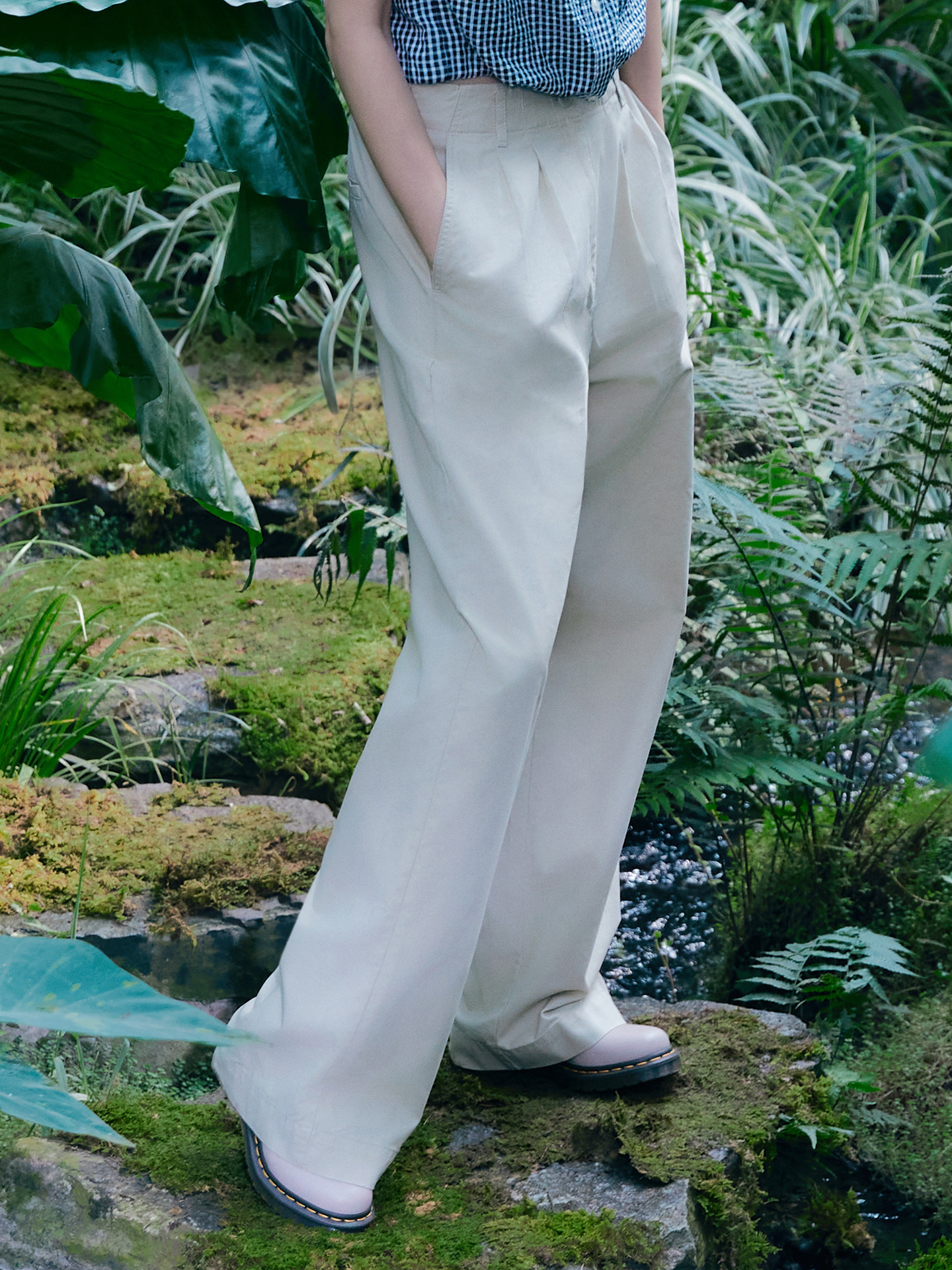 여성) 투 턱 와이드 팬츠