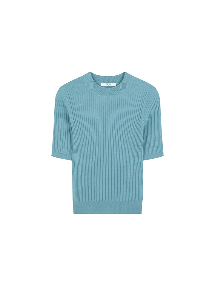 여성) 수피마 코튼 모달 립 반팔 스웨터