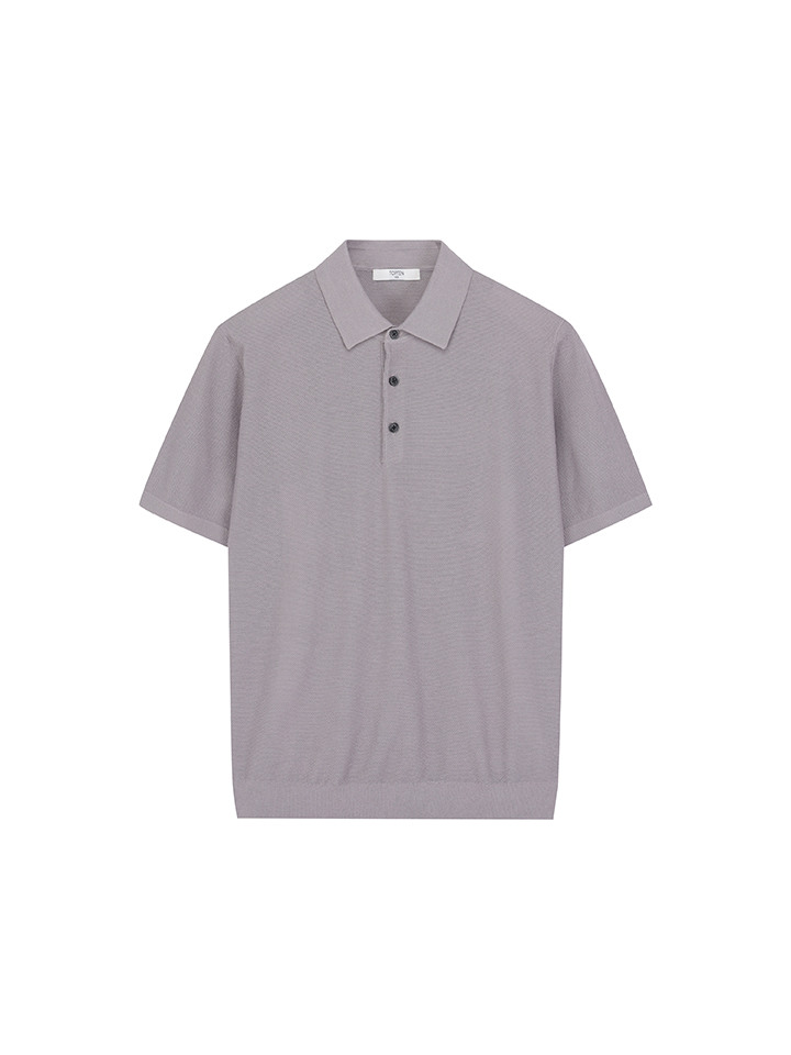 남성) 리넨 블렌드 버튼 카라 스웨터