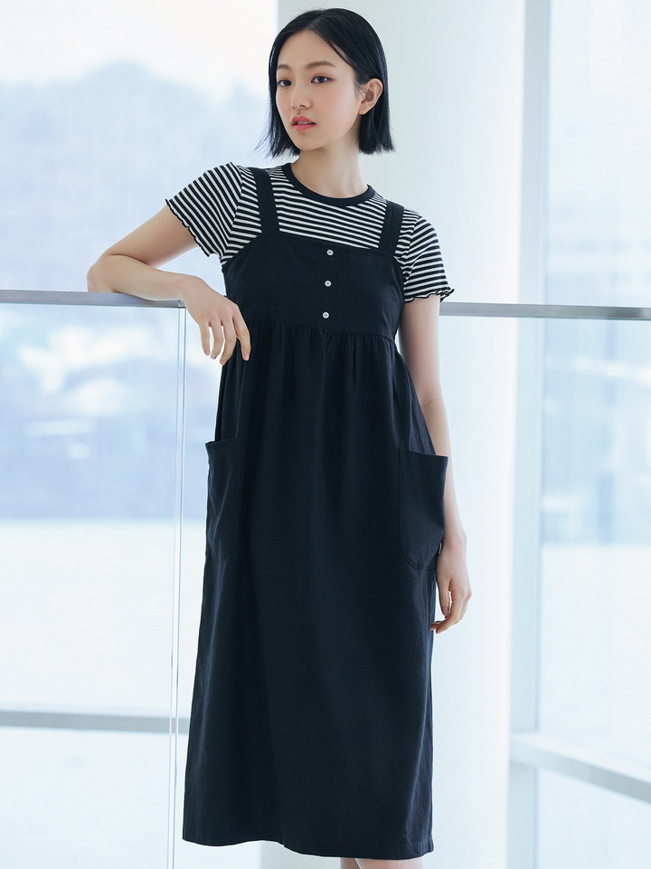 여성) 리넨 버튼 슬립 원피스