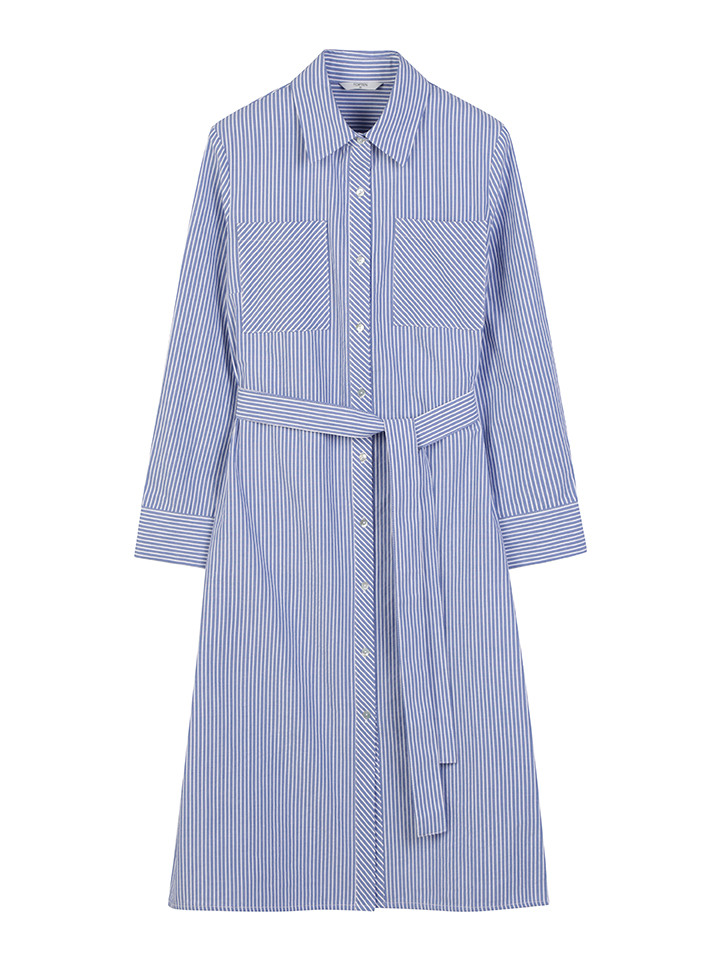 여성) 포플린 긴팔 셔츠 원피스