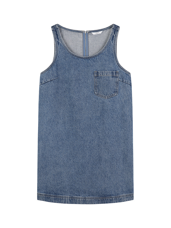 여성) 데님 슬리브리스 미니 원피스