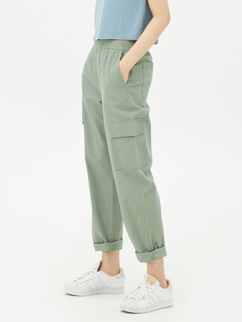 여성) 리넨 카고 밴딩 팬츠