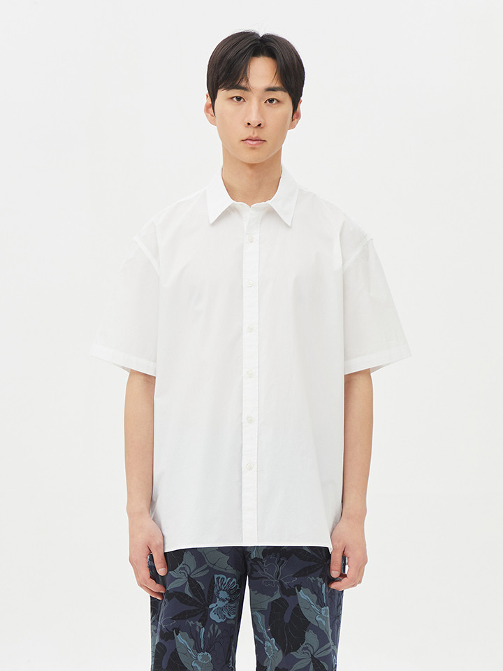 남성) 포플린 오버핏 반팔 셔츠