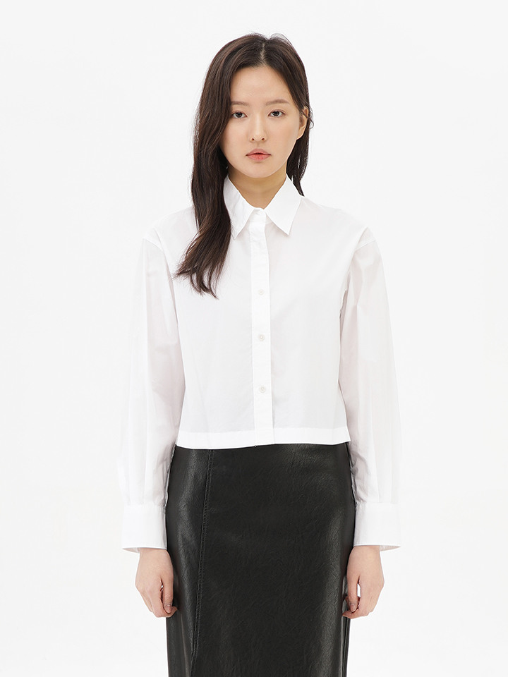 여성) 포플린 코튼 크롭 셔츠