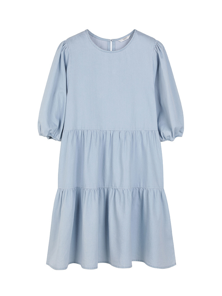 여성) 데님 티어드 미니 원피스