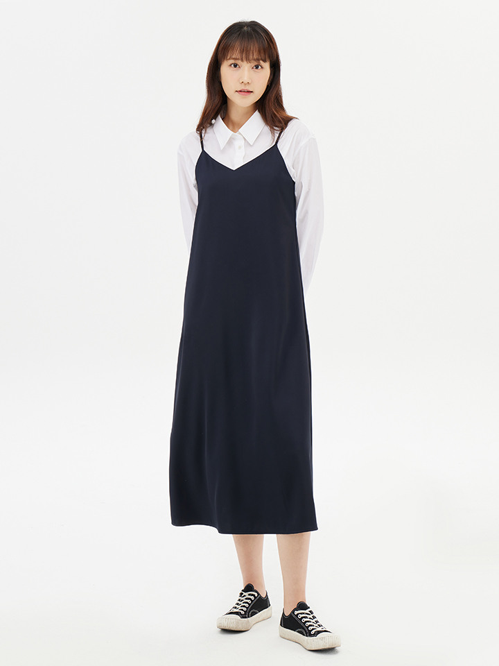 여성) 새틴 레이어드 롱 원피스