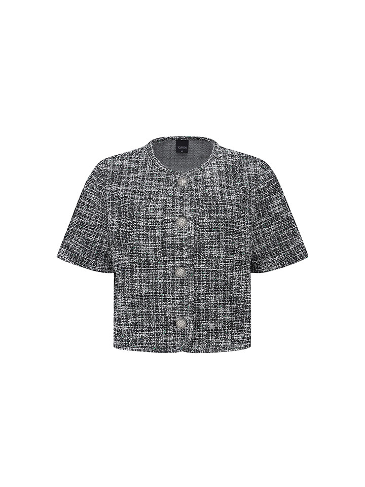 여성) 트위드 반팔 가디건