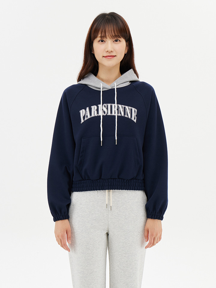 여성) 더블니트 그래픽 스웨트 후디