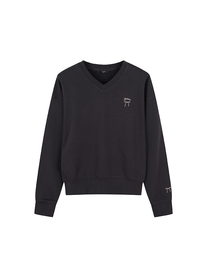 여성) 테리 브이넥 스웨트셔츠