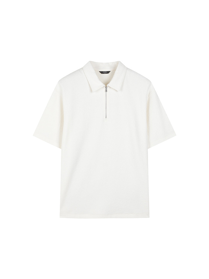 남성) 텍스쳐드 자카드 집업 폴로셔츠