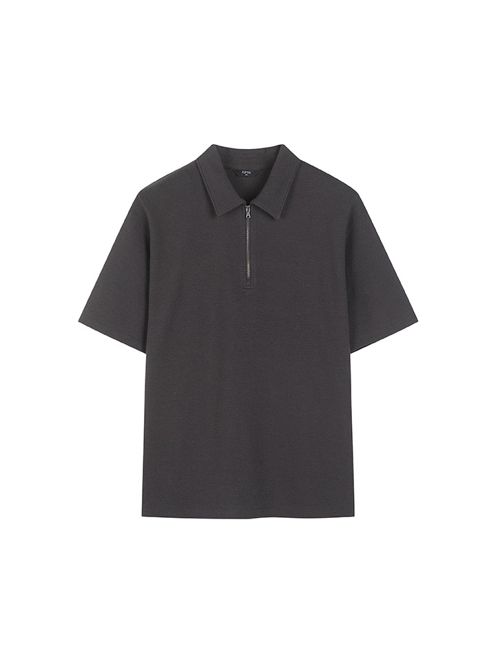 남성) 텍스쳐드 자카드 집업 폴로셔츠