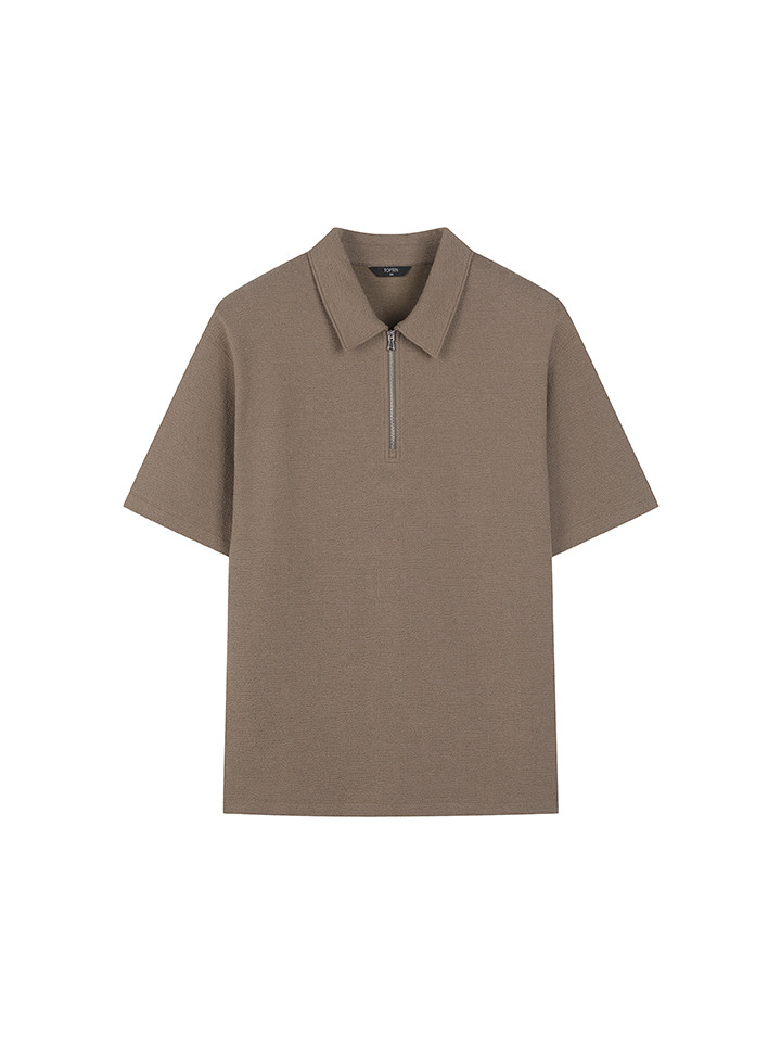 남성) 텍스쳐드 자카드 집업 폴로셔츠