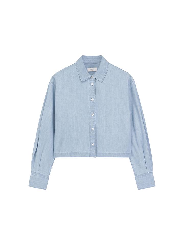 여성) 데님 크롭 셔츠