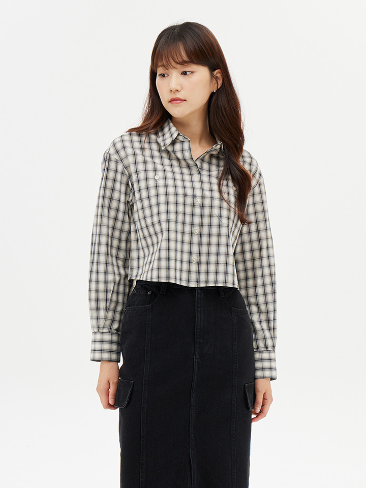 여성) 포플린 크롭 셔츠