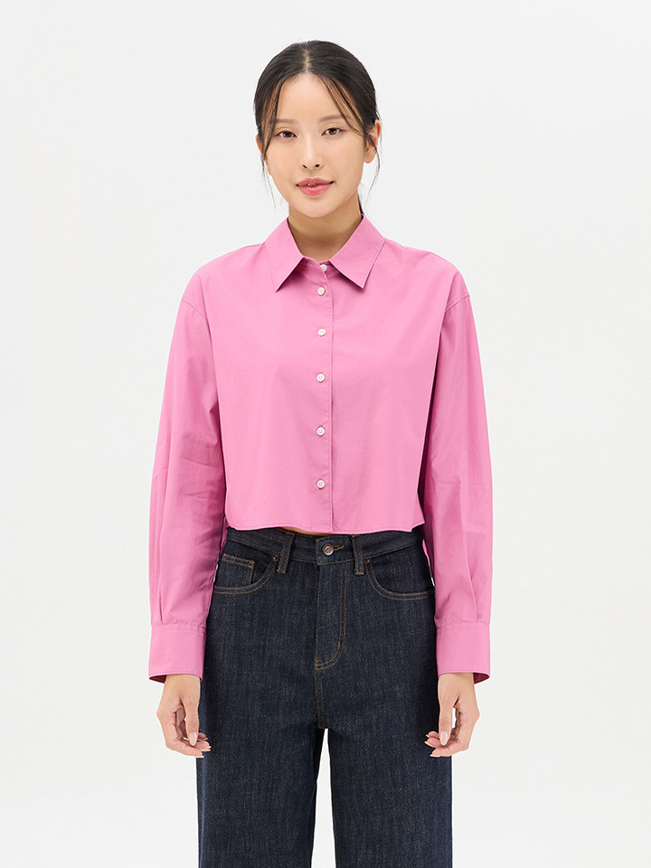 여성) 포플린 크롭 셔츠