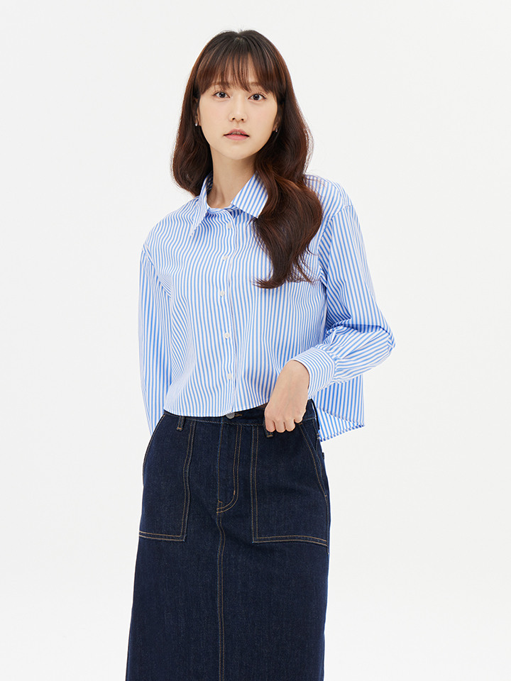 여성) 포플린 크롭 셔츠