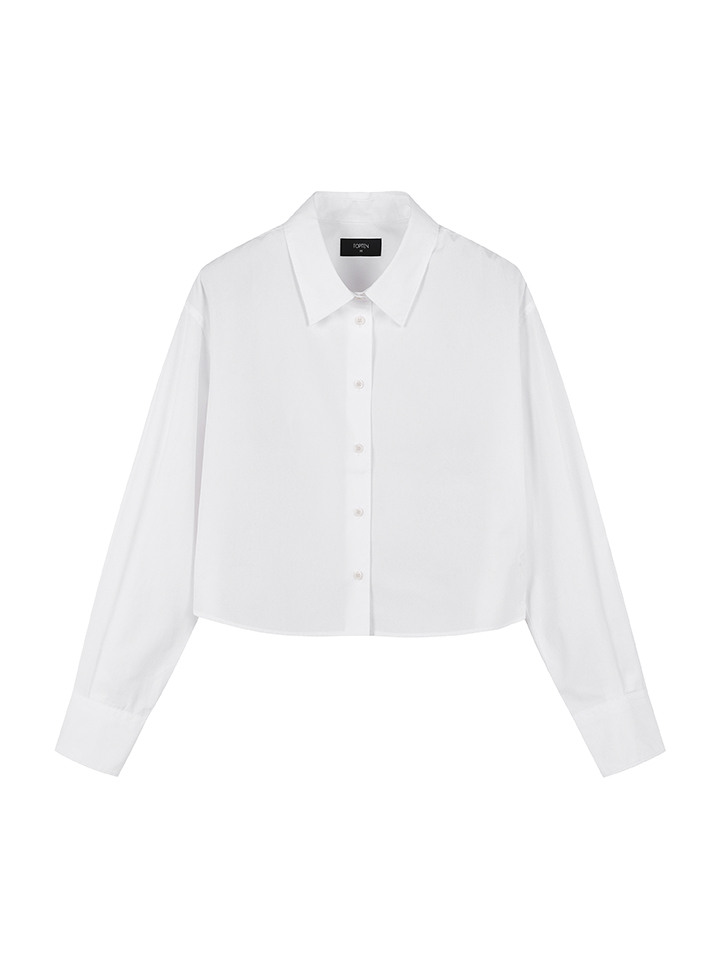 여성) 포플린 크롭 셔츠