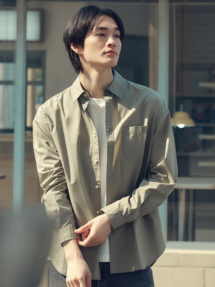 공용) 포플린 오버핏 셔츠