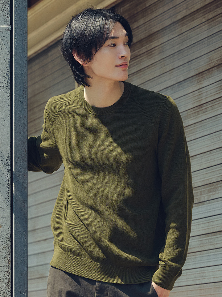 남성) 코튼 텍스쳐드 스웨터