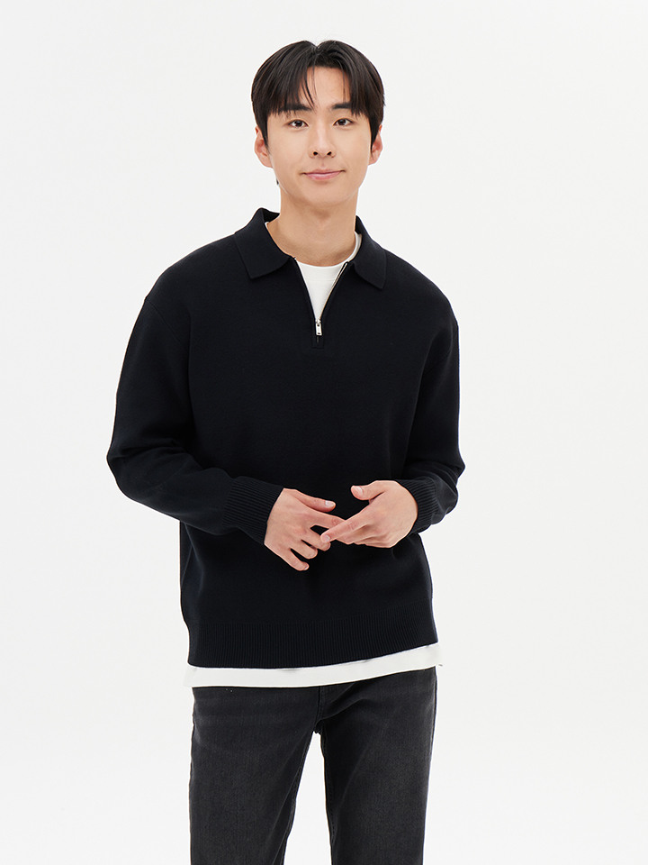 남성) 소프트터치 카라집업 스웨터