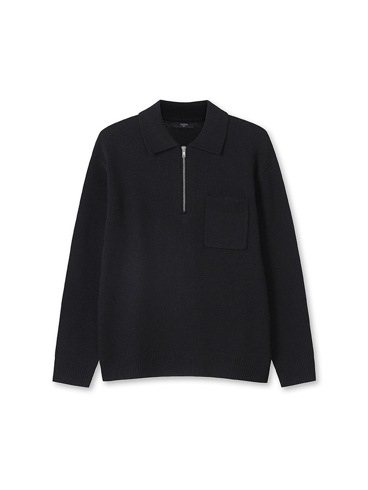남성) 포켓 카라 하프집업 스웨터