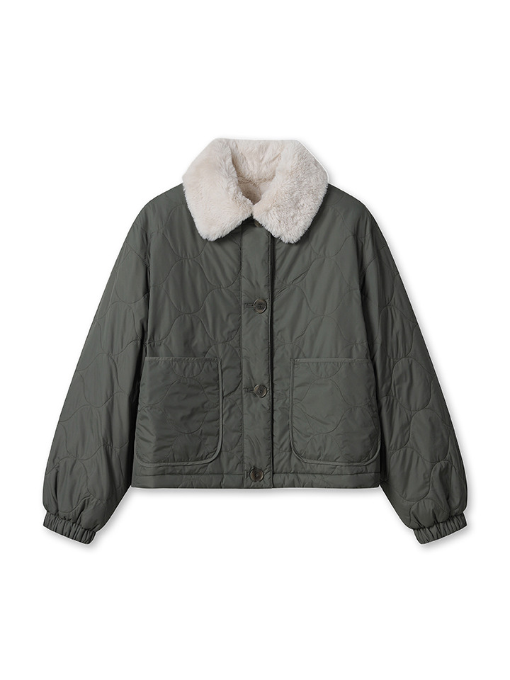 여성) 밍크퍼 라이닝 퀼팅 점퍼