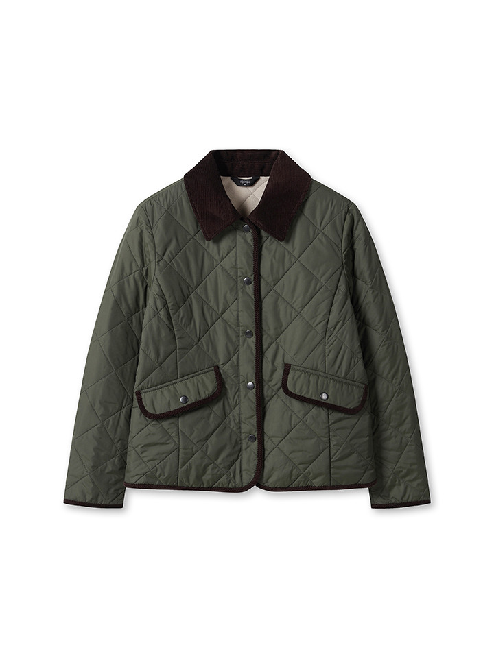 여성) 코듀로이 카라 퀼팅 재킷