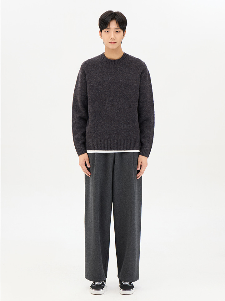 남성) 플리스 턱 와이드 스웨트팬츠