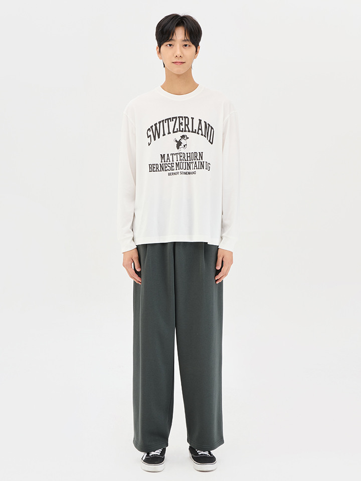 남성) 플리스 턱 와이드 스웨트팬츠