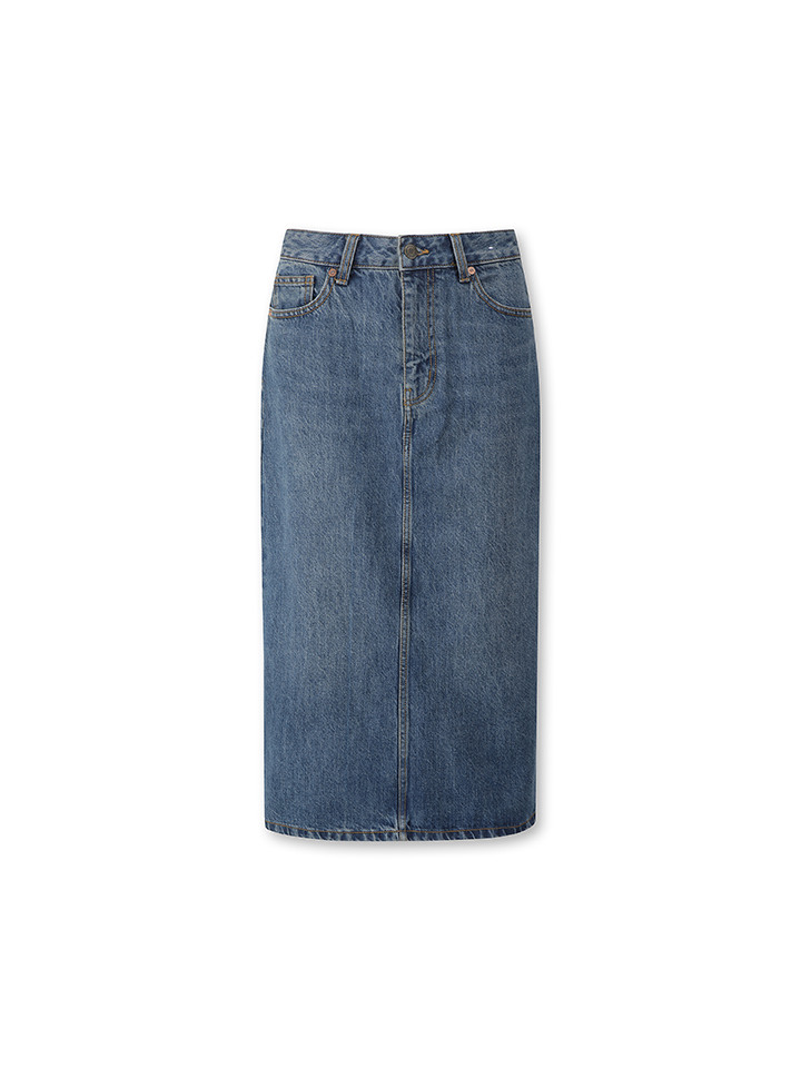 여성) 데님 미디 스커트