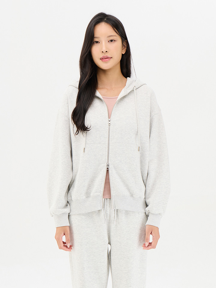 여성)  플리스 스웨트 후드 집업