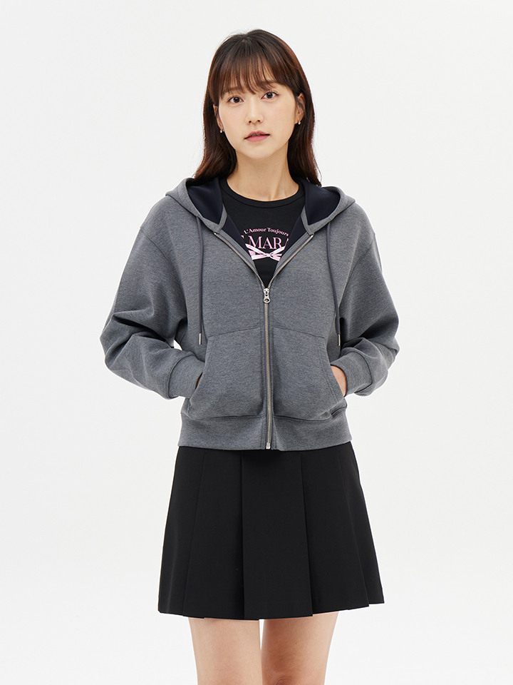 여성) 프리미엄 더블니트 스웨트 후드 집업