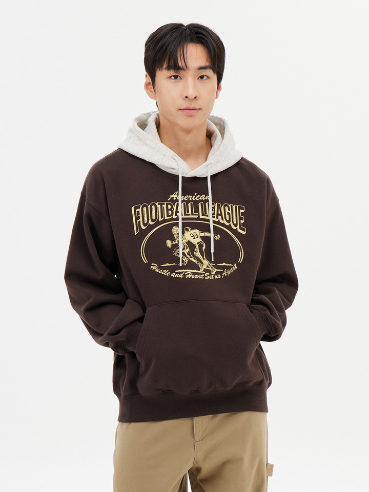 공용) 플리스 그래픽 배색 스웨트 후디