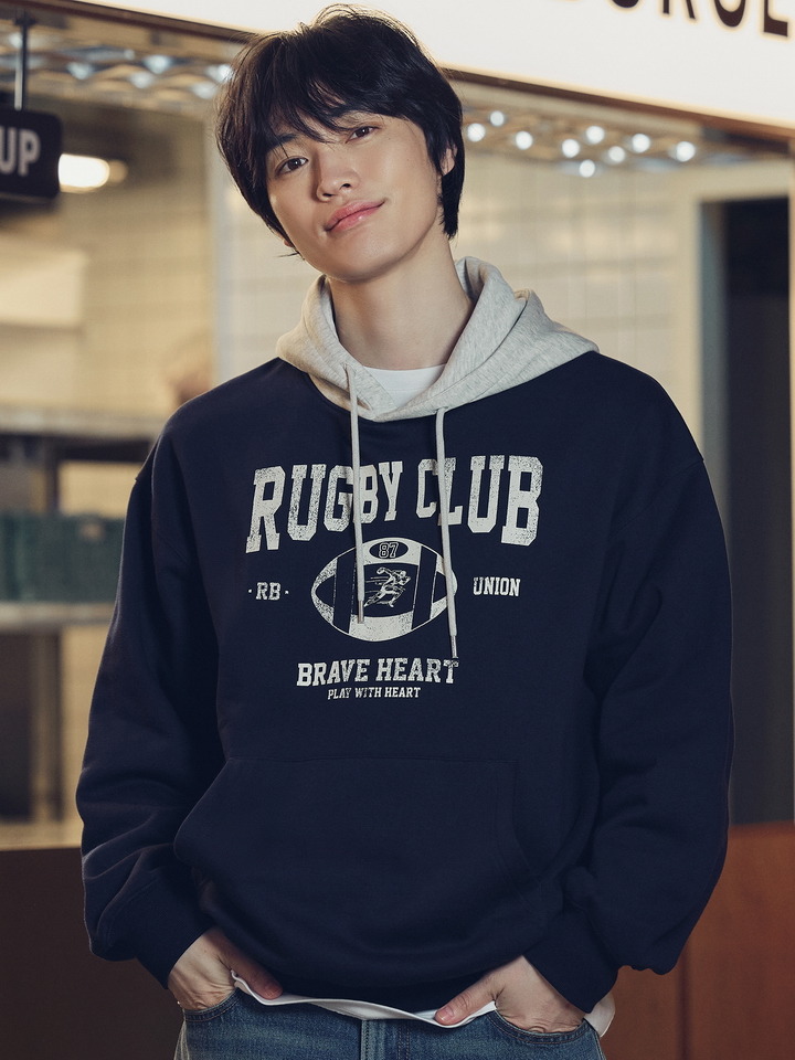 공용) 플리스 그래픽 배색 스웨트 후디