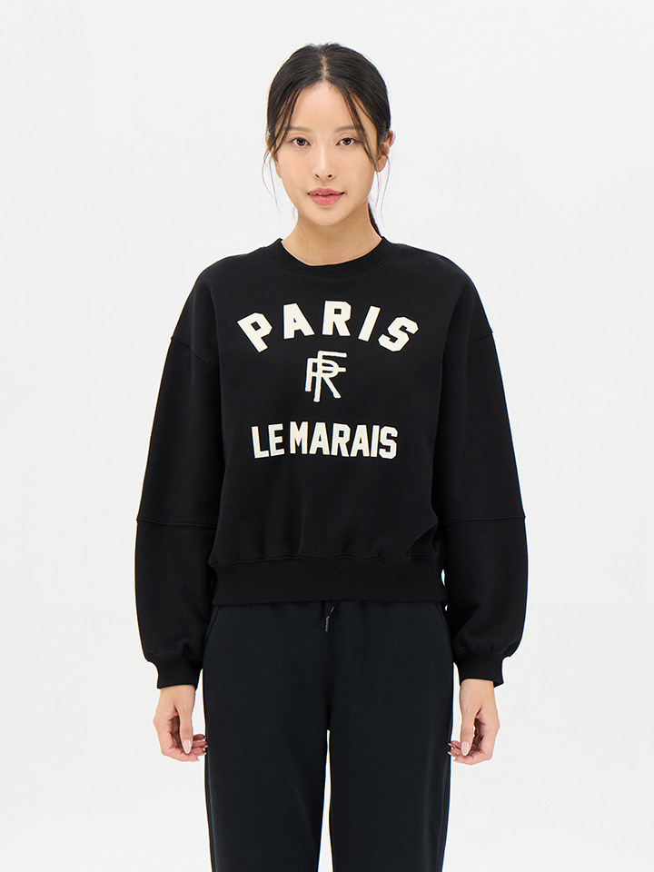 여성)  플리스 그래픽 스웨트셔츠