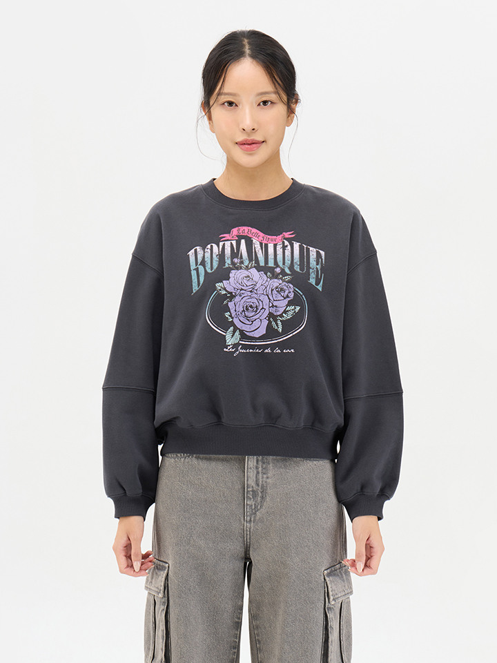 여성)  플리스 그래픽 스웨트셔츠