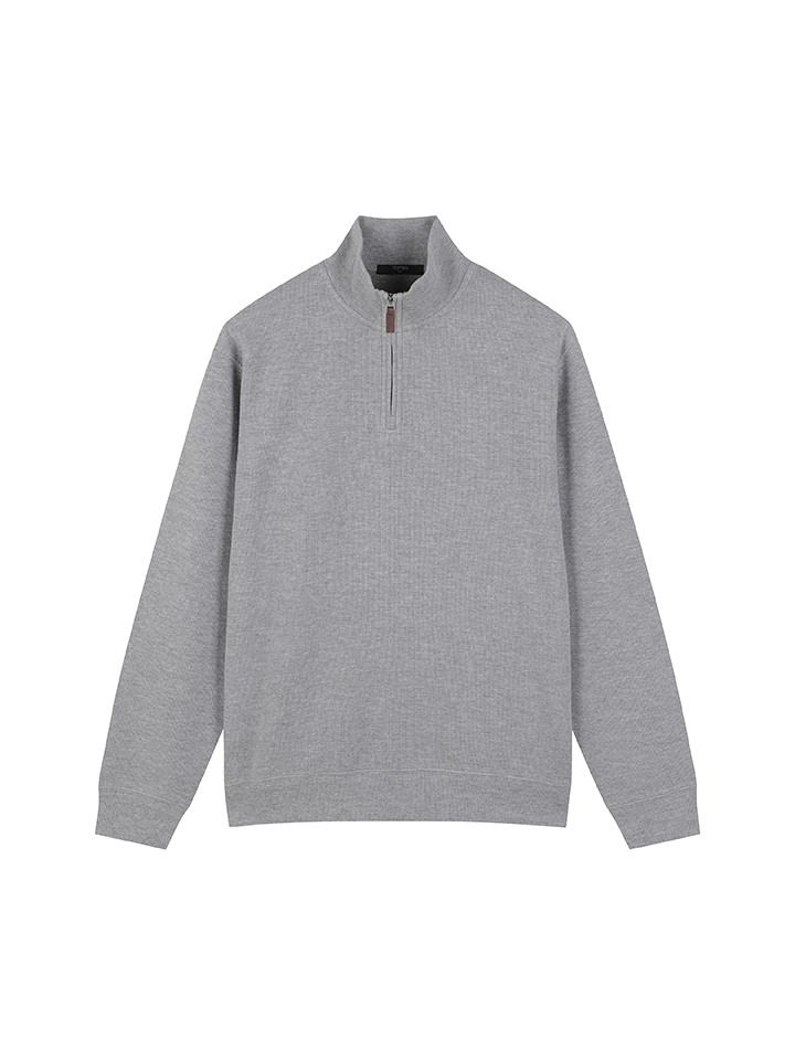 남성) 브러쉬드 립 오버핏 하프 집업