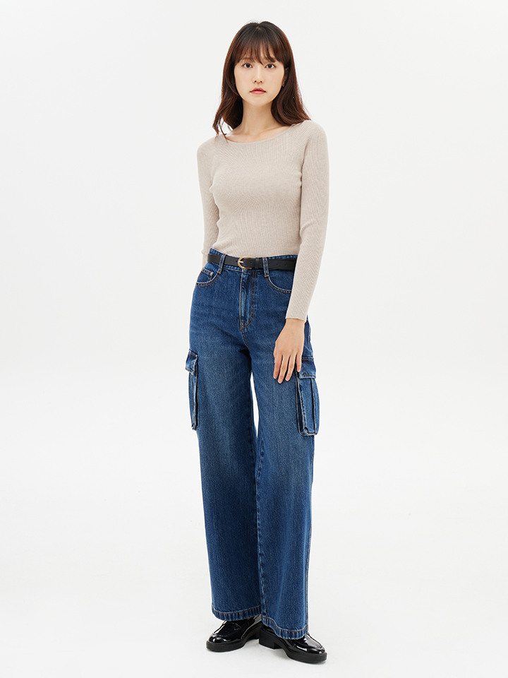 여성) 와이드 카고 데님