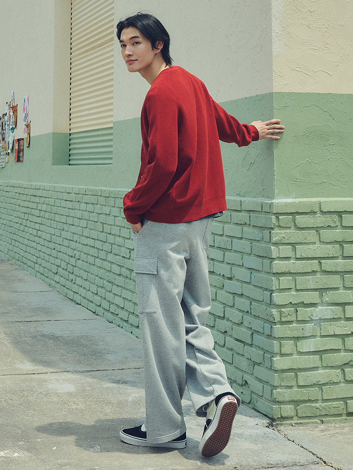 남성) 테리 카고 턱 와이드 팬츠