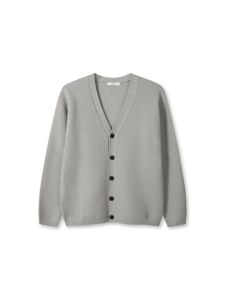 남성) 소프트터치 사선 조직 가디건