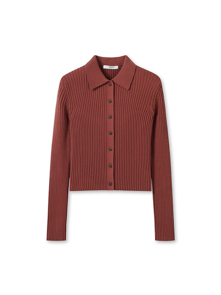 여성) 소프트 카라 립 가디건