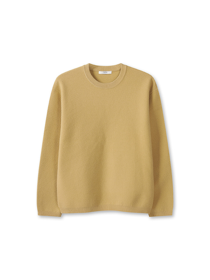 남성) 소프트터치 사선 조직 크루넥 스웨터