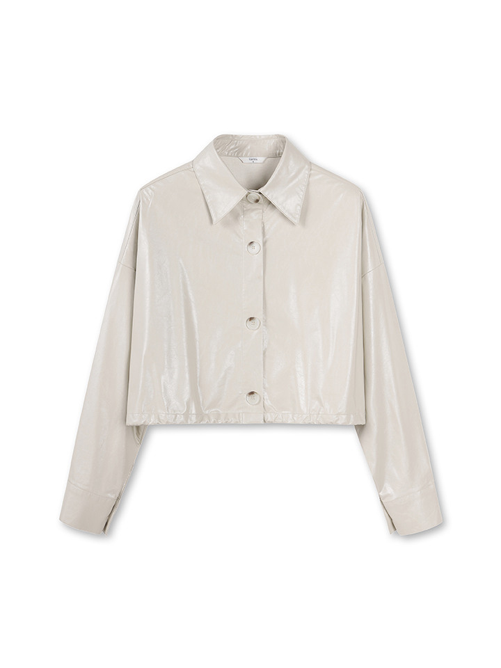 여성) 비건 레더 스트링 셔츠