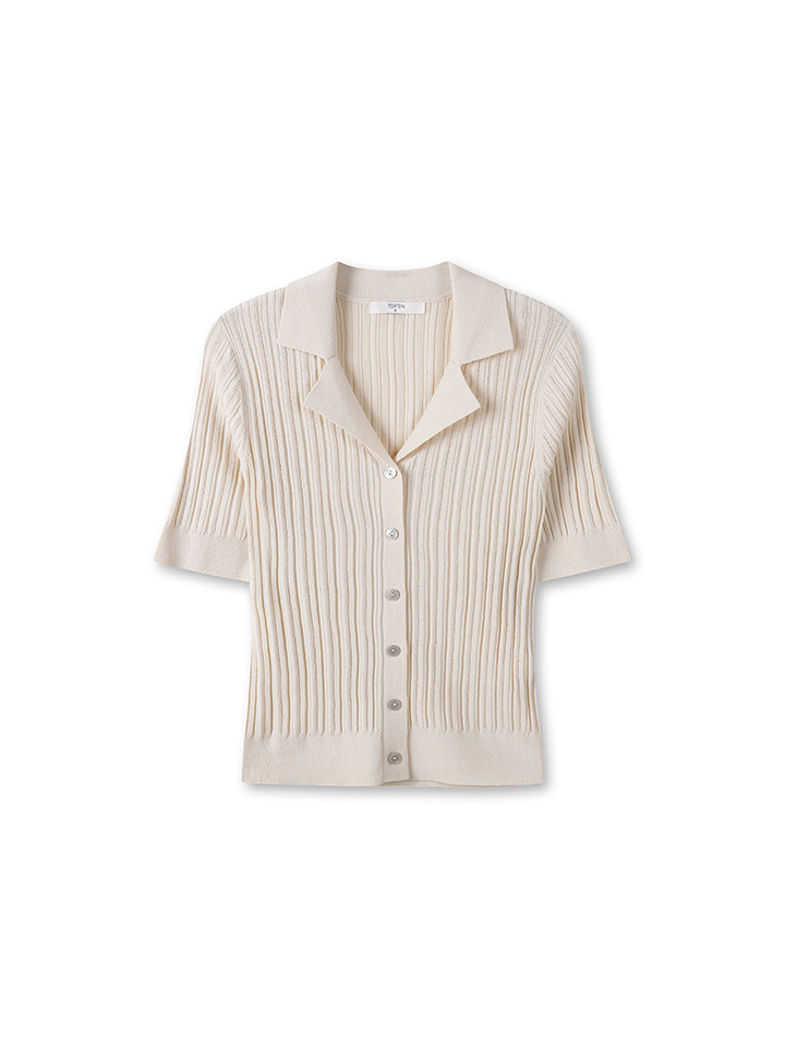 여성) 쿨라이트 반팔 카라 가디건