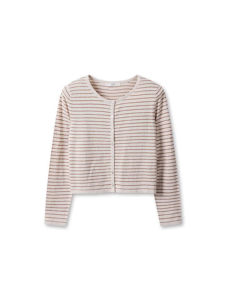 여성) 리넨 블렌드 크루넥 가디건