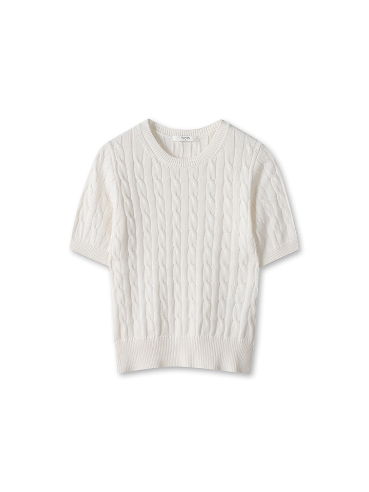 여성) 수피마 코튼 케이블 스웨터